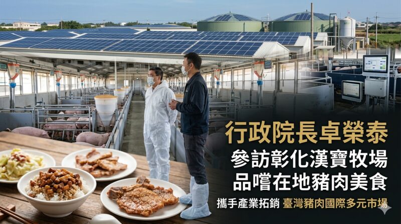 參訪彰化漢寶牧場並品嚐在地豬肉美食 行政院長卓榮泰攜手產業拓銷臺灣豬肉進軍國際多元市場