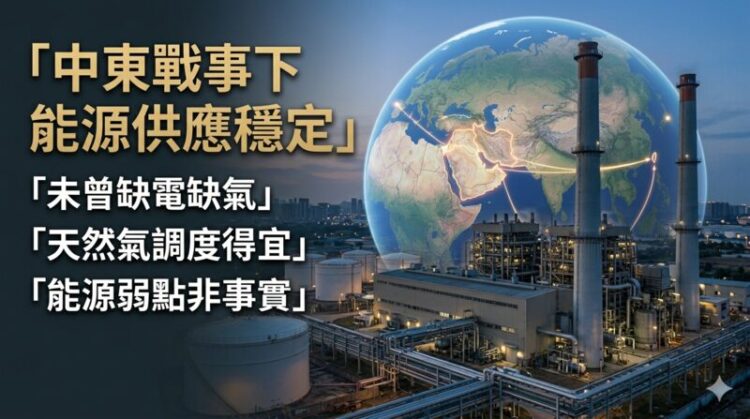 經濟部澄清中東戰事影響有限 國內未曾缺電缺氣 天然氣調度得宜駁斥外媒能源弱點說法